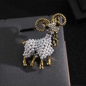 Goat Ram Brooch Pin Vintage Inspired